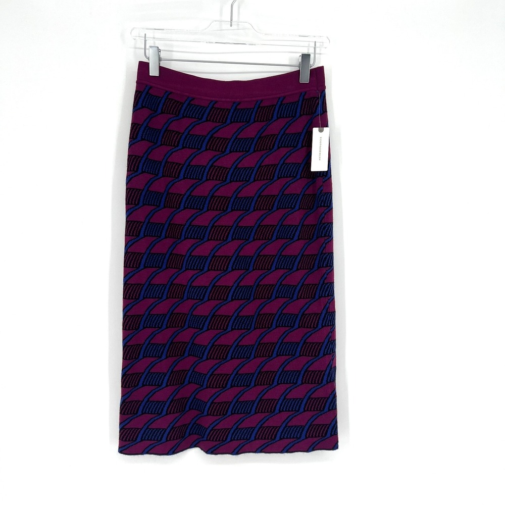 Maeve Anthropologie Skirt Womens s Knit Pencil Career Stretchy‎ Blue Purple